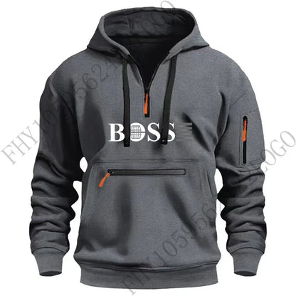Men's new digital printed sports multi-zipper long-sleeved hoodie