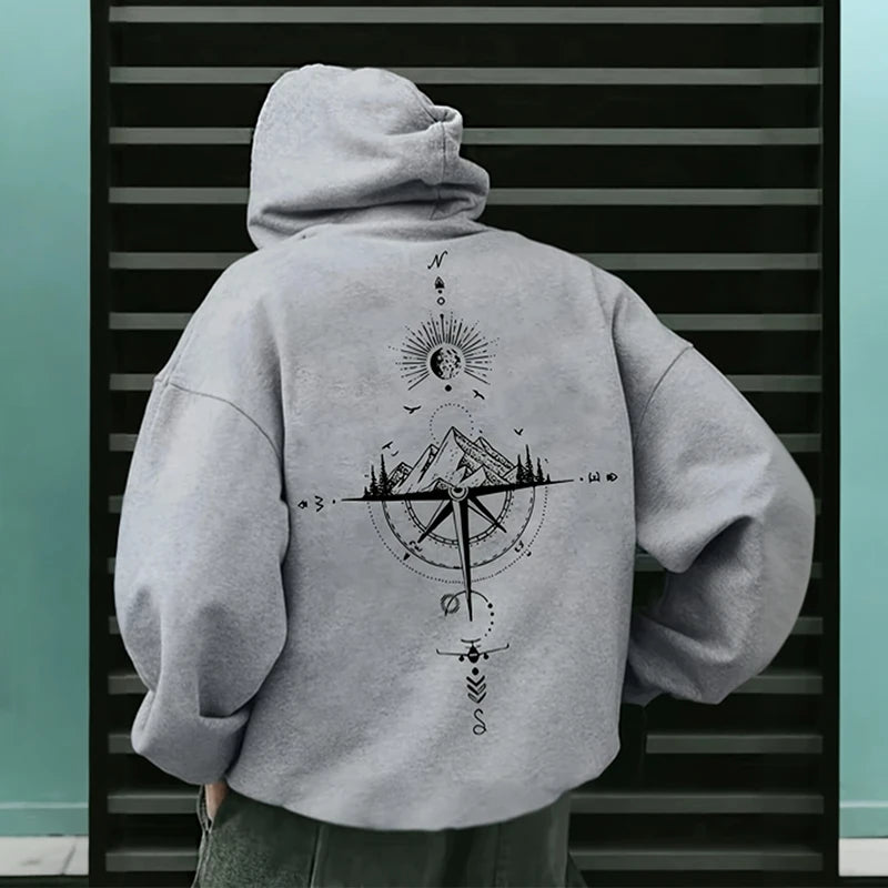 Vintage Compass Print Hoodies