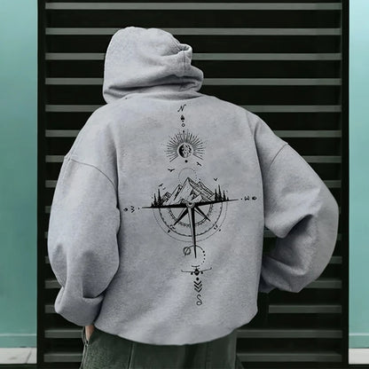 Vintage Compass Print Hoodies