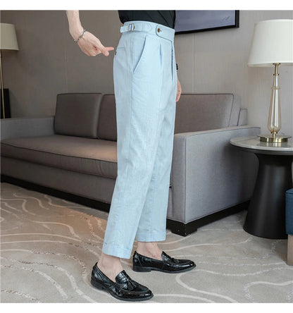 90% Linen 10% Cotton Suit Pants Naples Breathable