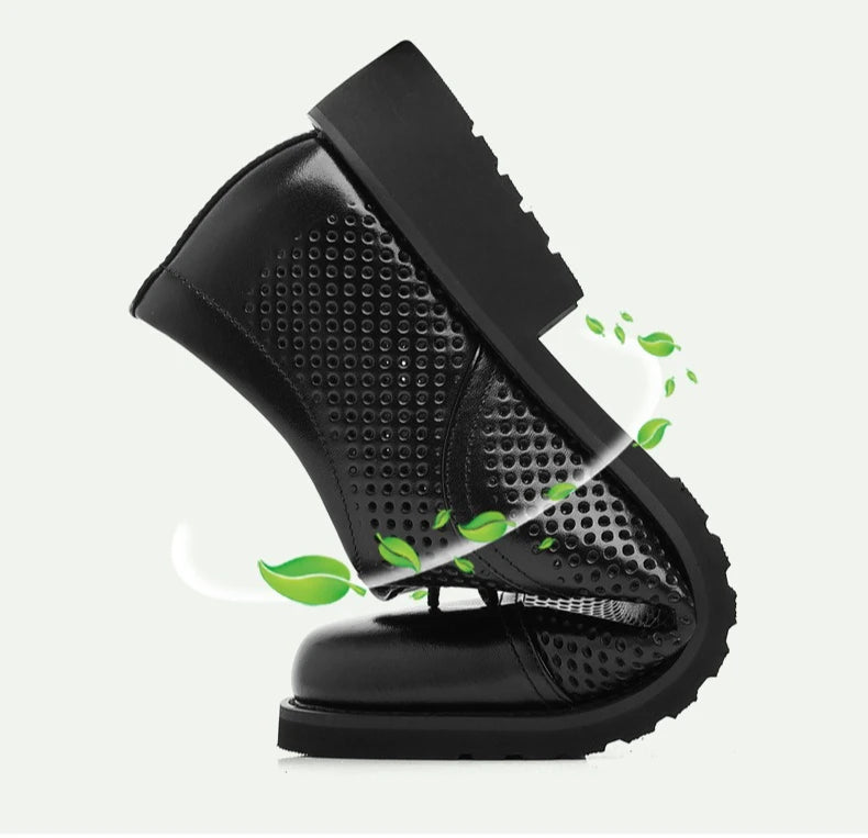 Breathable Hallow New Designer Cow Leather Shoes