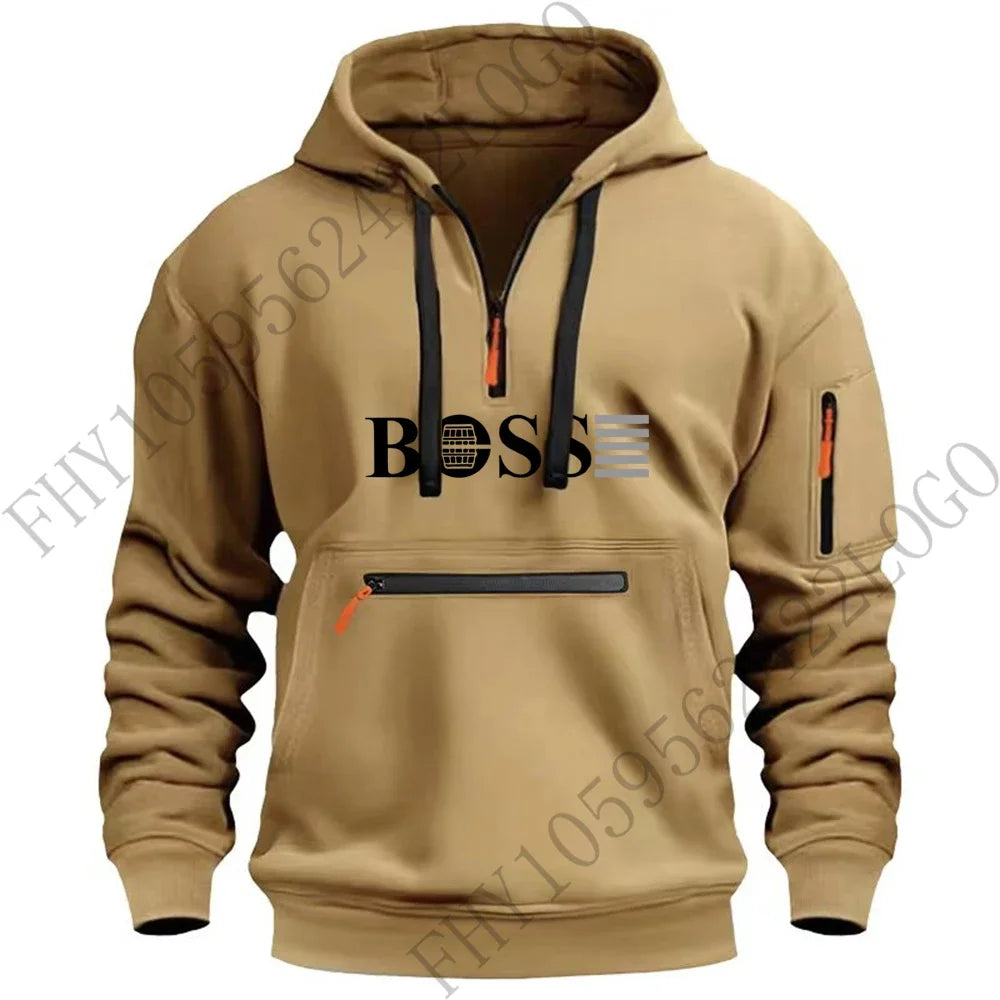 Men's new digital printed sports multi-zipper long-sleeved hoodie