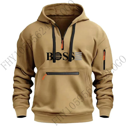 Men's new digital printed sports multi-zipper long-sleeved hoodie