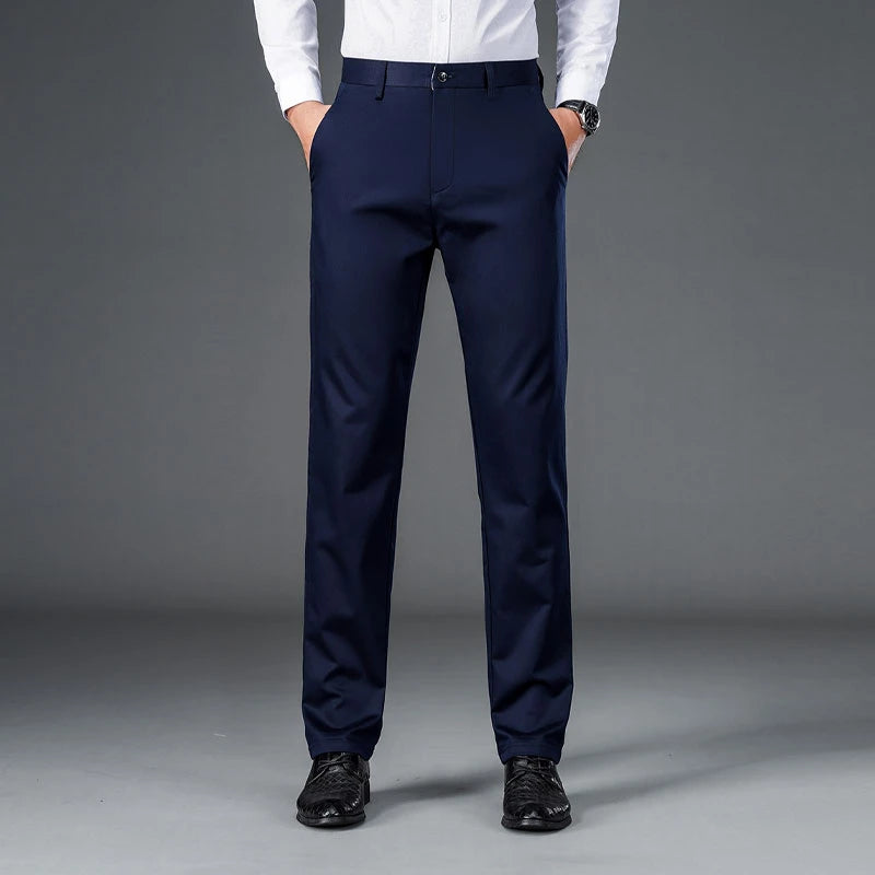 Men's lightweight business casual pants with micro elasticity
