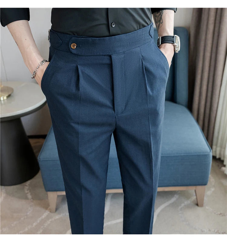 90% Linen 10% Cotton Suit Pants Naples Breathable