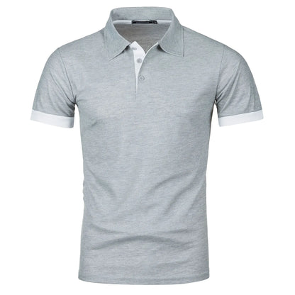 Men's short sleeve color matching fashion with men's lapel short sleeve