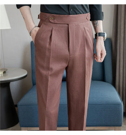 90% Linen 10% Cotton Suit Pants Naples Breathable