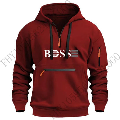 Men's new digital printed sports multi-zipper long-sleeved hoodie