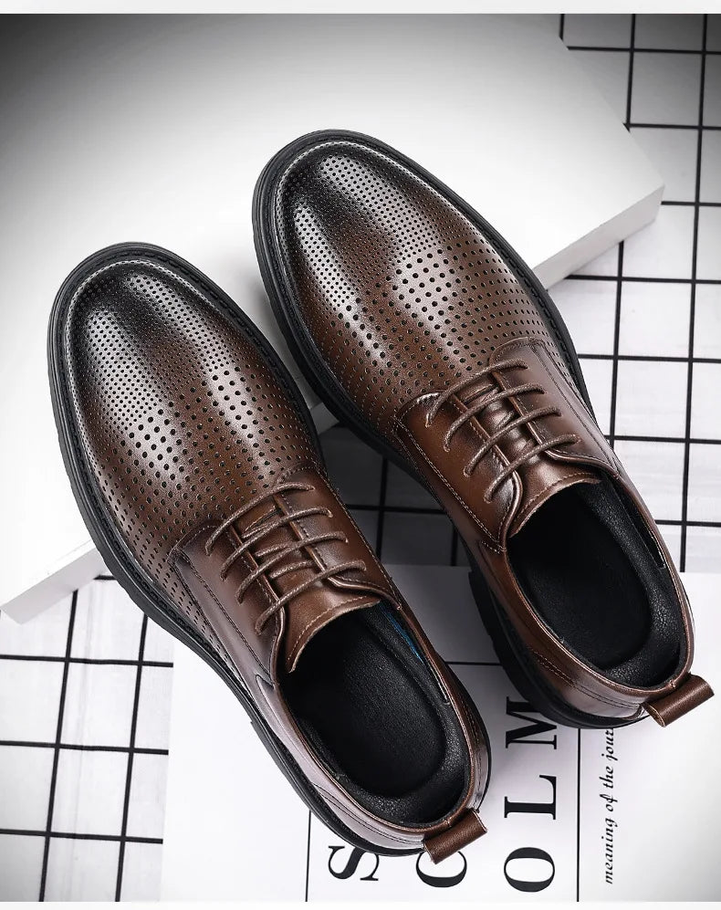 Summer Hallow Breathable Platform Leather Shoes