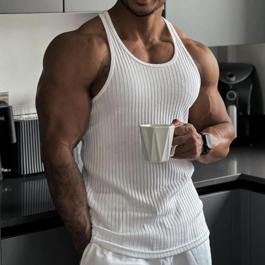 Men's Ribbed Muscle Fit Tank Top – Sleeveless Cotton Undershirt