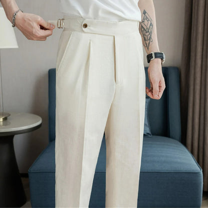 90% Linen 10% Cotton Suit Pants Naples Breathable