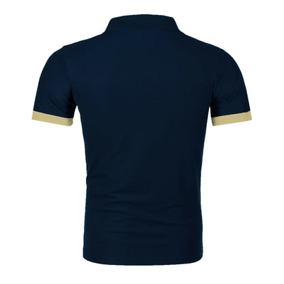 Men's short sleeve color matching fashion with men's lapel short sleeve