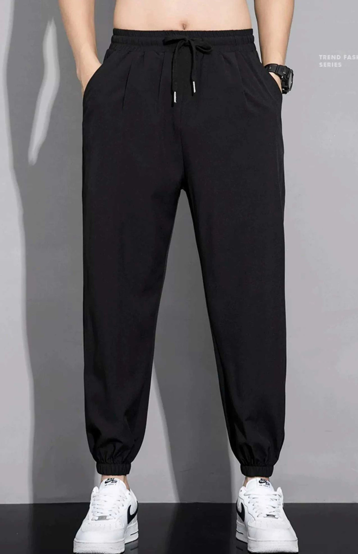 Ice silk pants for men in summer, thin casual pants