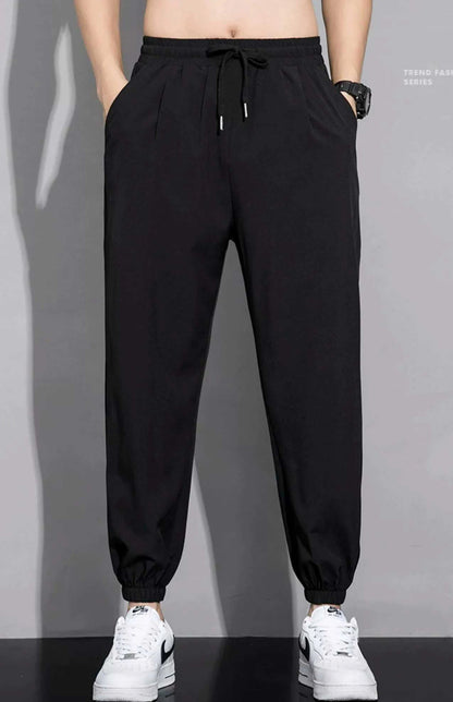Ice silk pants for men in summer, thin casual pants