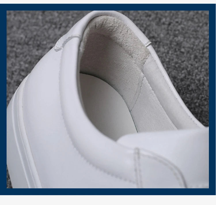 Cow Leather Platform Shoes for Men New Designer Fashion White Casual Sneakers