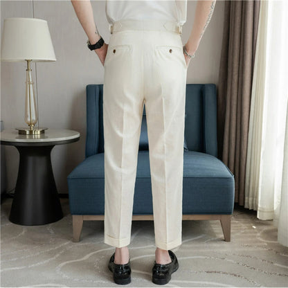 90% Linen 10% Cotton Suit Pants Naples Breathable
