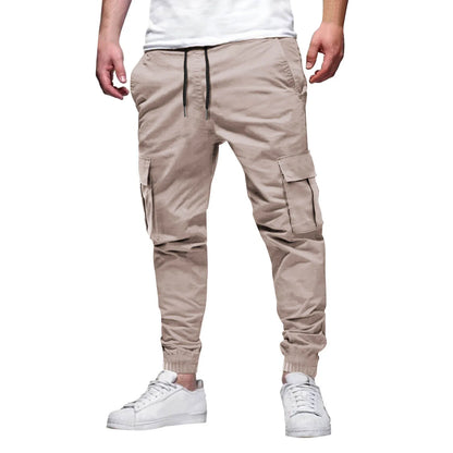 Men's Casual Multi-Pocket Elastic Waist Overalls Pants
