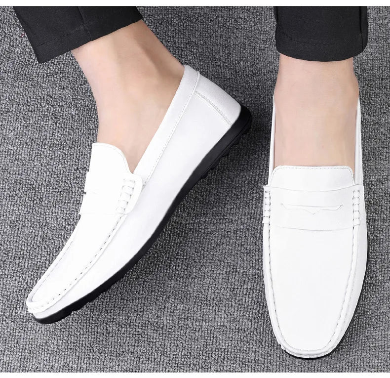 Leather men's shoes summer new driving flat casual style
