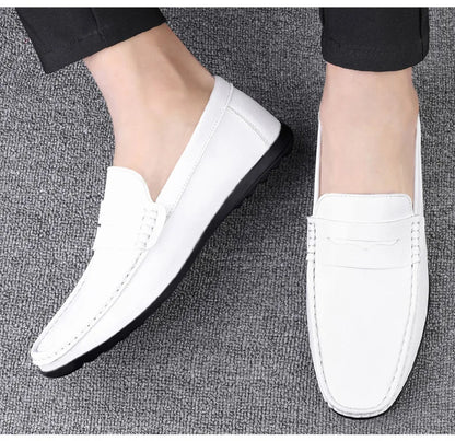 Leather men's shoes summer new driving flat casual style