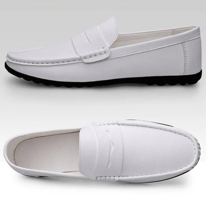 Leather men's shoes summer new driving flat casual style