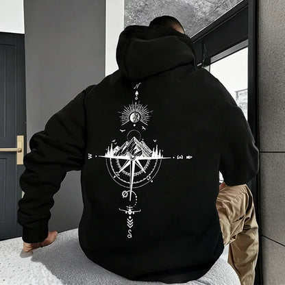 Vintage Compass Print Hoodies