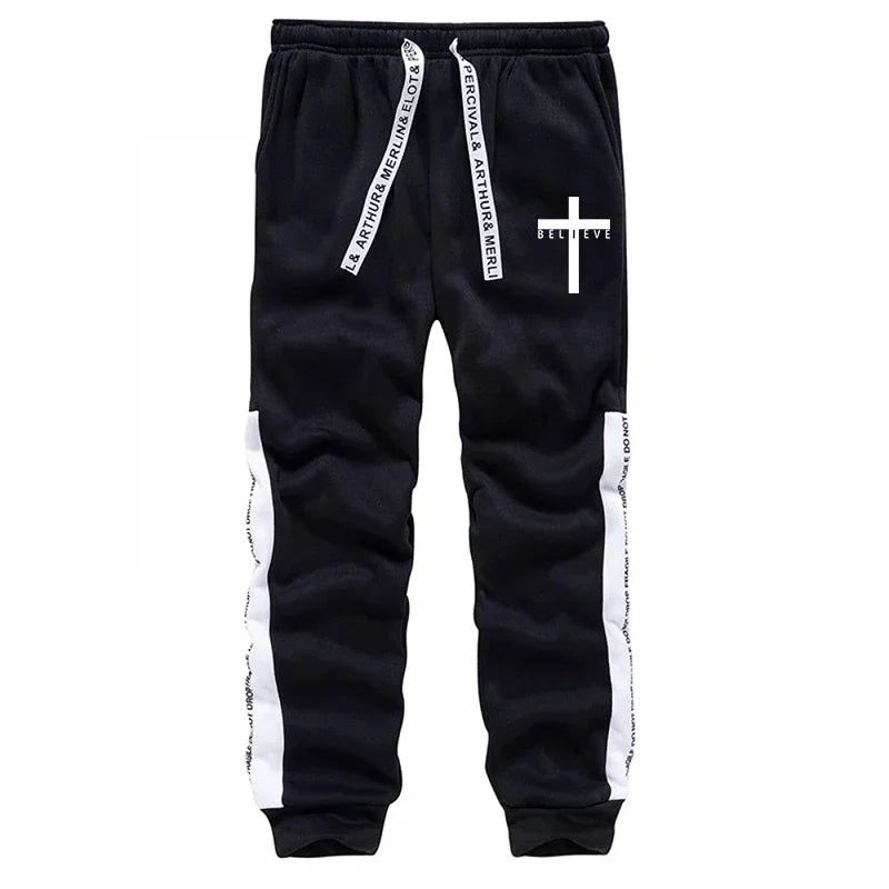 Cross Printed Male Hooded Sweatshirts