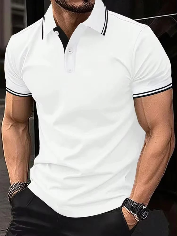 New Solid Color Lapel POLO Shirt