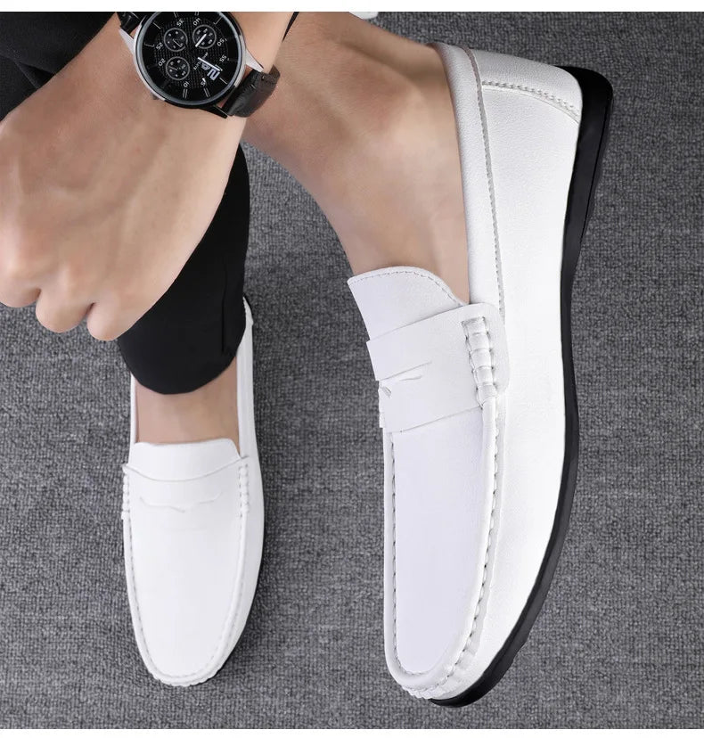 Leather men's shoes summer new driving flat casual style