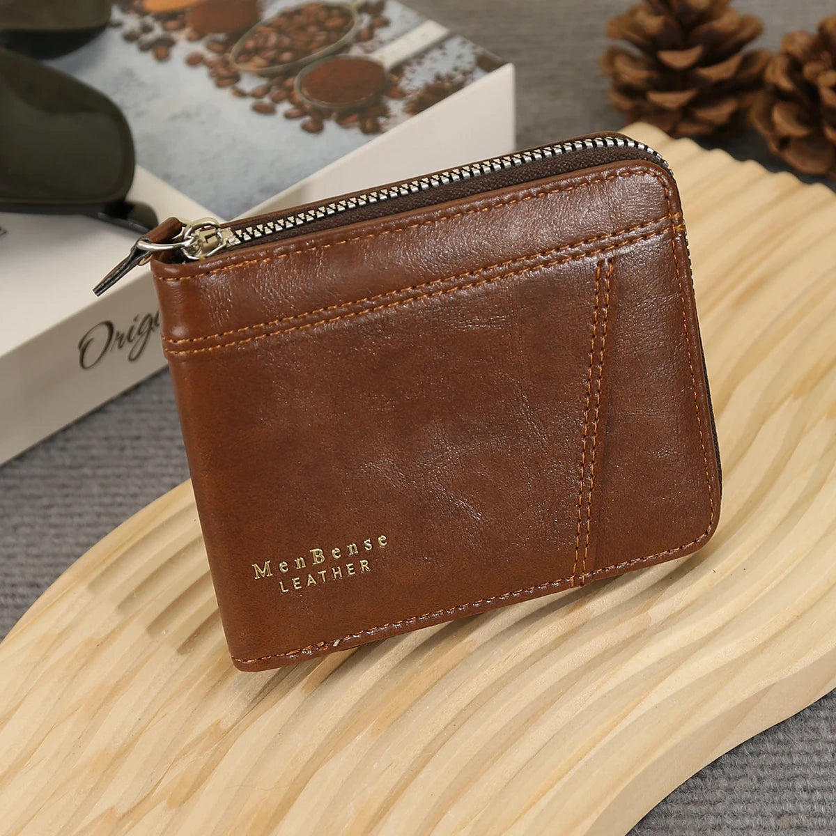 New Men's Business Wallet Classic Spliced Zipper