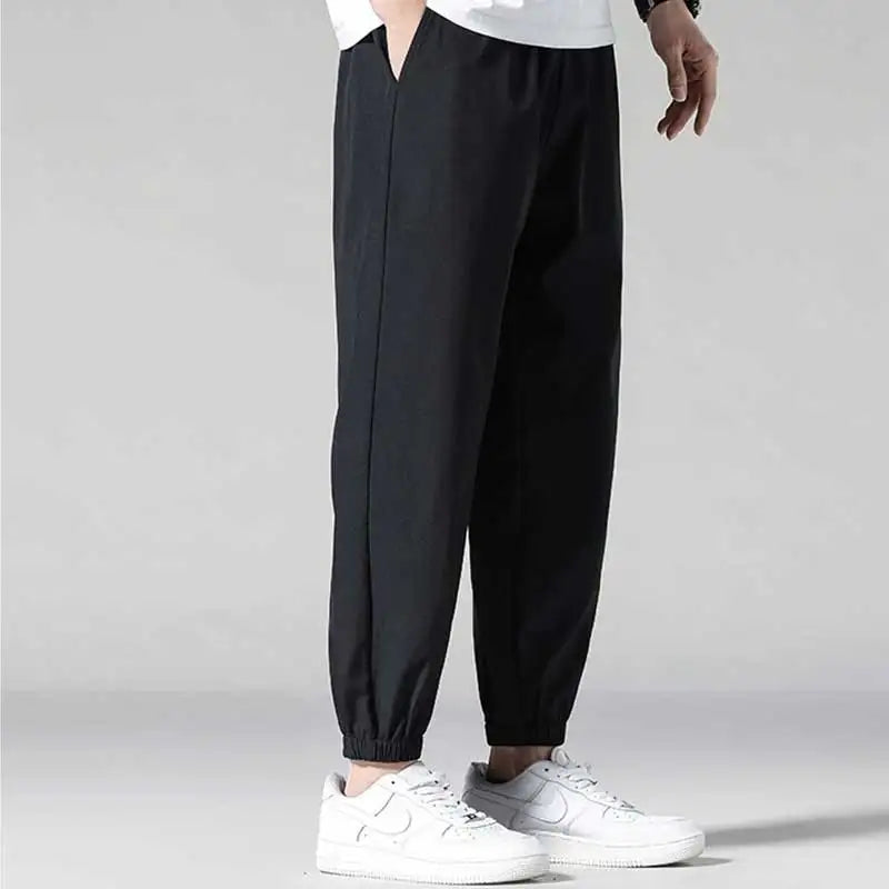 Ice silk pants for men in summer, thin casual pants