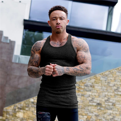 Men's Ribbed Muscle Fit Tank Top – Sleeveless Cotton Undershirt
