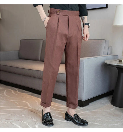 90% Linen 10% Cotton Suit Pants Naples Breathable