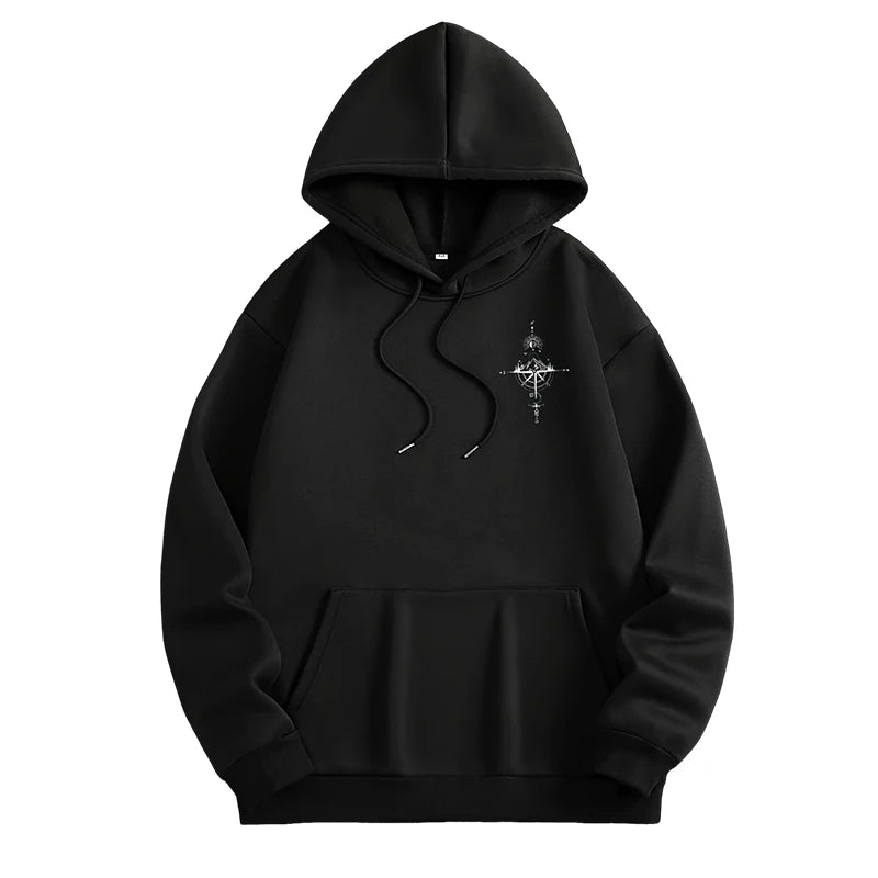 Vintage Compass Print Hoodies