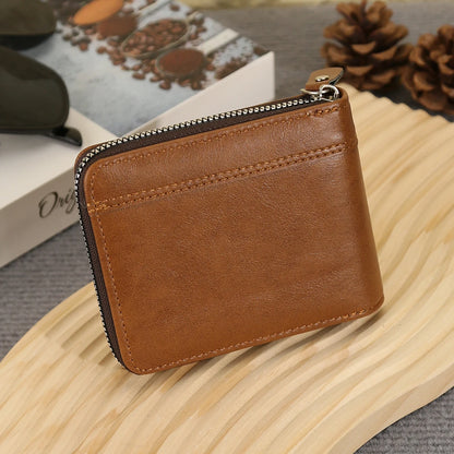 New Men's Business Wallet Classic Spliced Zipper