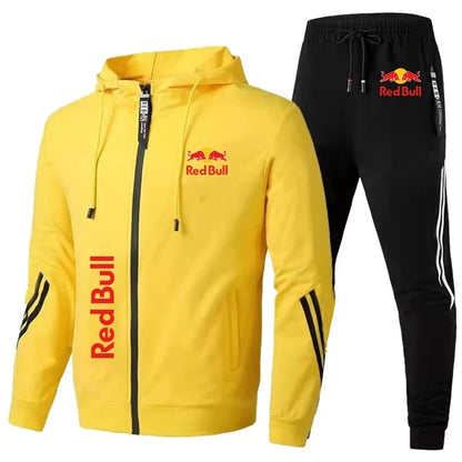 Spring  Red Bull Logo Men's Hoodie Set 2-Piece New Red Bull Printed Jacket