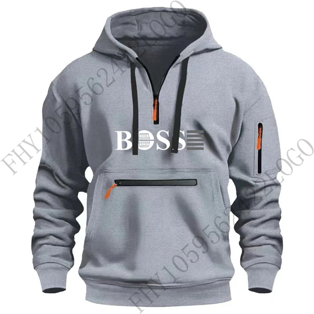 Men's new digital printed sports multi-zipper long-sleeved hoodie