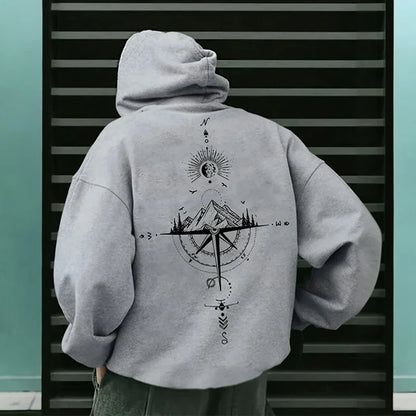 Vintage Compass Print Hoodies