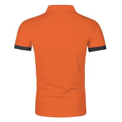 Men's short sleeve color matching fashion with men's lapel short sleeve