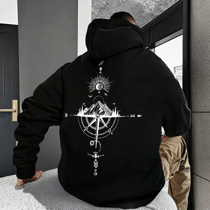 Vintage Compass Print Hoodies