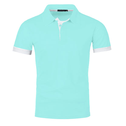 Men's short sleeve color matching fashion with men's lapel short sleeve