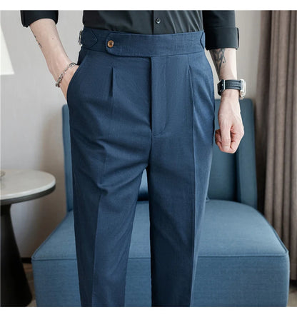 90% Linen 10% Cotton Suit Pants Naples Breathable