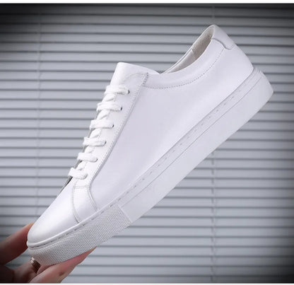 Cow Leather Platform Shoes for Men New Designer Fashion White Casual Sneakers