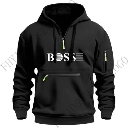 Men's new digital printed sports multi-zipper long-sleeved hoodie