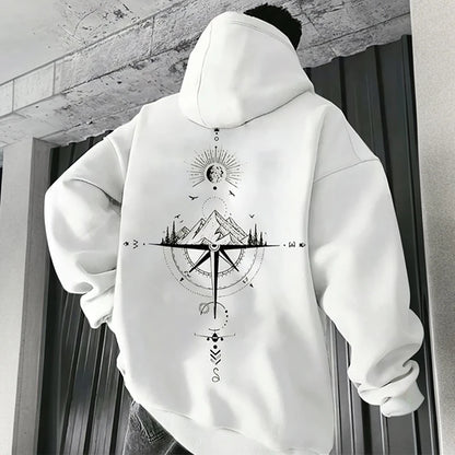 Vintage Compass Print Hoodies