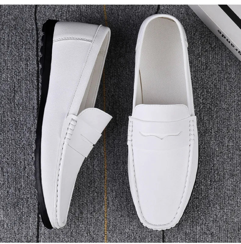 Leather men's shoes summer new driving flat casual style