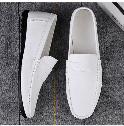 Leather men's shoes summer new driving flat casual style