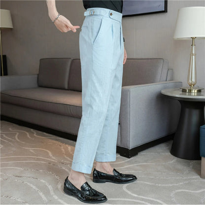 90% Linen 10% Cotton Suit Pants Naples Breathable