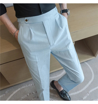 90% Linen 10% Cotton Suit Pants Naples Breathable