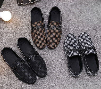 Leather Shoes for Men Round Toe Non Slip and Waterproof Loafers