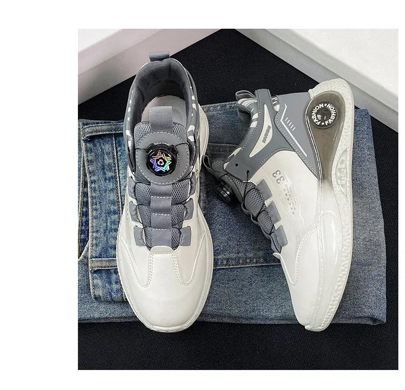 Men's Sneakers with Swivel Buckle, Comfortable, Non-slip, with Laces, Durable, for Outdoor Activities